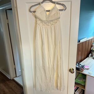 White Halter Maxi Dress